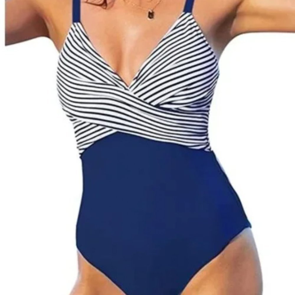 B2prity Women's Monokini Front Cross One Piece Swimsuits Tummy Control Swimwear